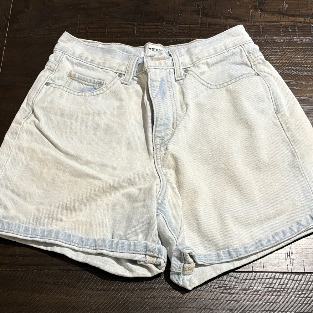 RSQ Women's Pale Blue High-Rise Denim Shorts